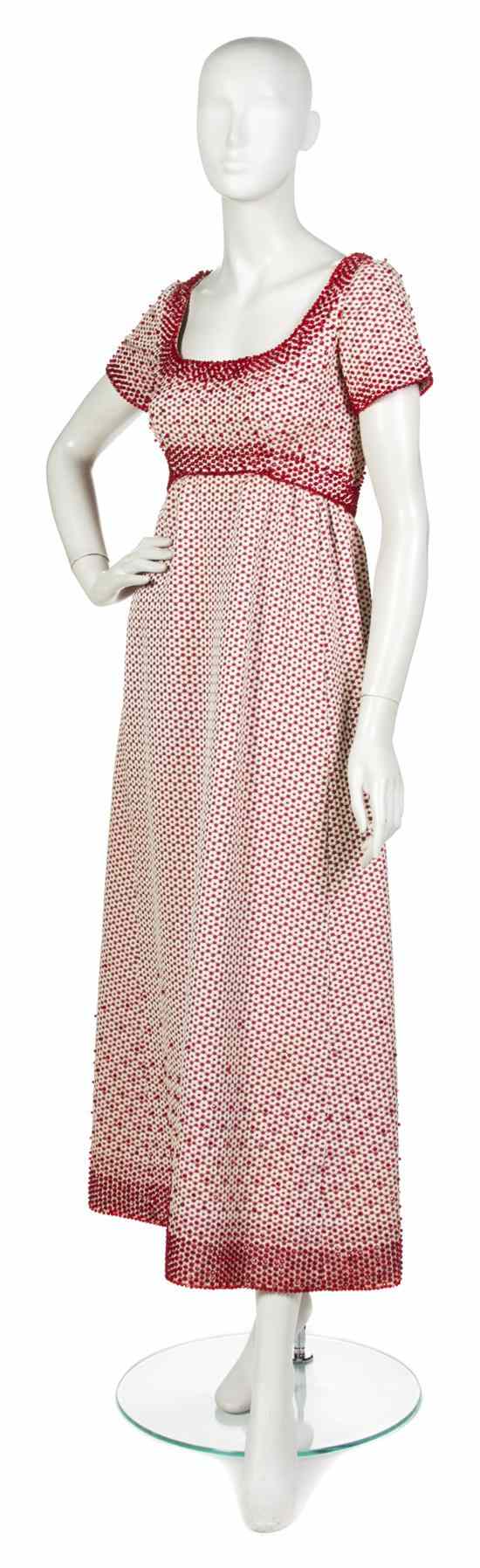 Appraisal: A George Halley Red and White Floral Evening Dress s