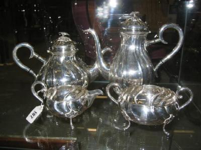 Appraisal: A FOUR PIECE DANISH TEASET wide oz