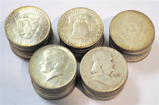 Appraisal: COINS Thirty one Franklin half dollars - graded from EF