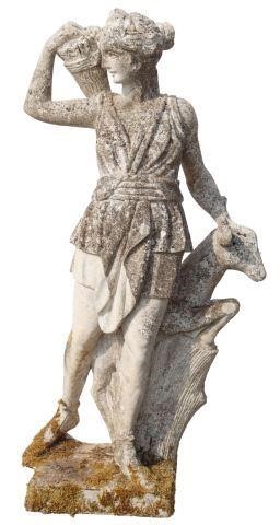 Appraisal: Cast stone statue Diana the Huntress holding a quiver with