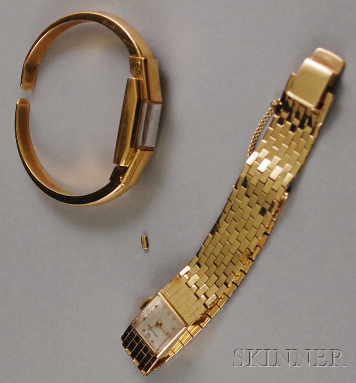 Appraisal: Two Lady's Gold Wristwatches an kt gold NiVor -jewel movement