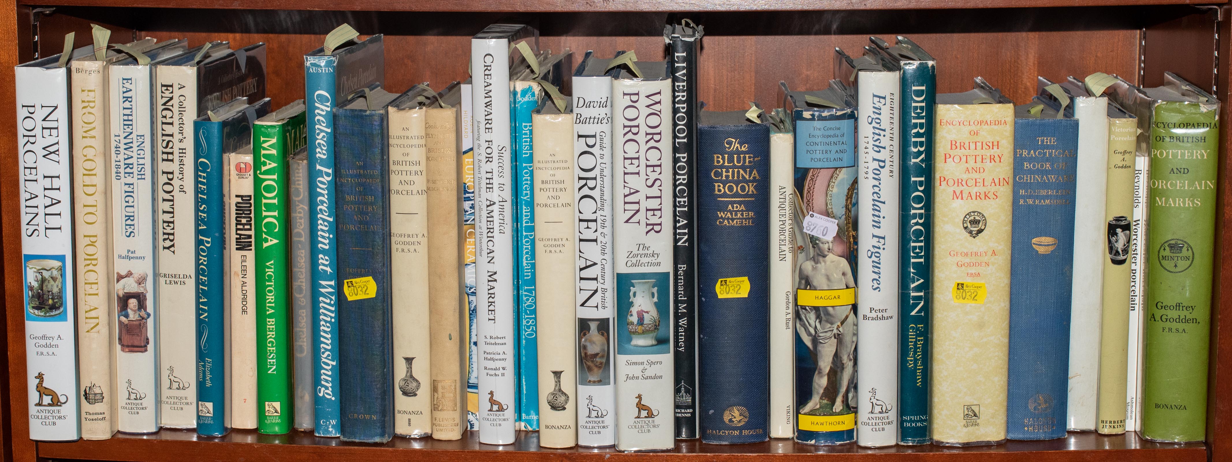 Appraisal: SHELF OF BOOKS ON POTTERY PORCELAIN With emphasis on English