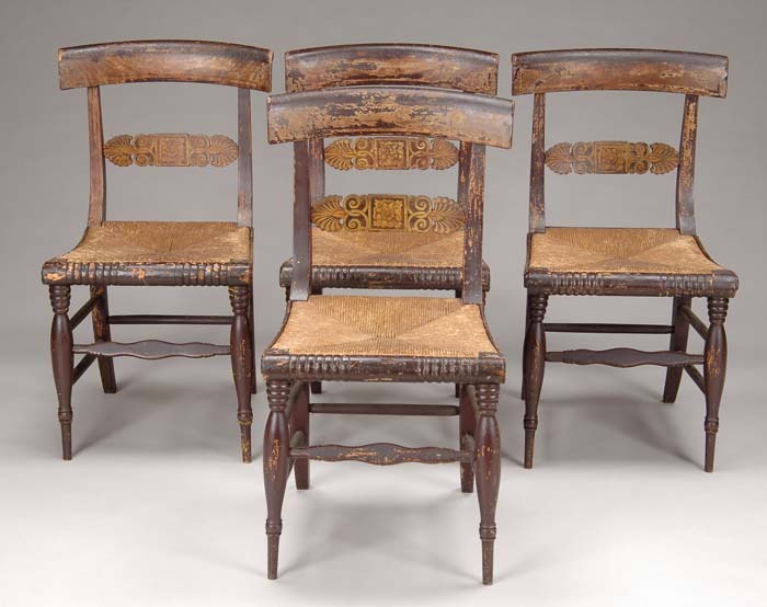 Appraisal: SET OF FOUR DECORATED SHERATON FANCY CHAIRS Probably Philadelphia first