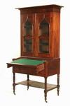 Appraisal: SECRETARY - Sheraton transitional Gothic style bookcase top mahogany secretary