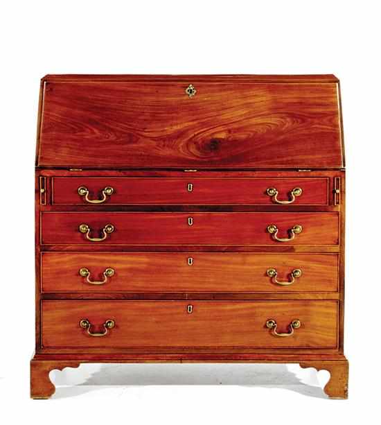 Appraisal: George III mahogany slant-front desk circa rectangular top above fallboard