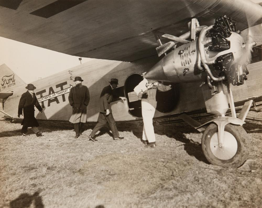 Appraisal: CHARLES LINDBERG T-A-T AVIATION PHOTOGRAPH A silver gelatin print of