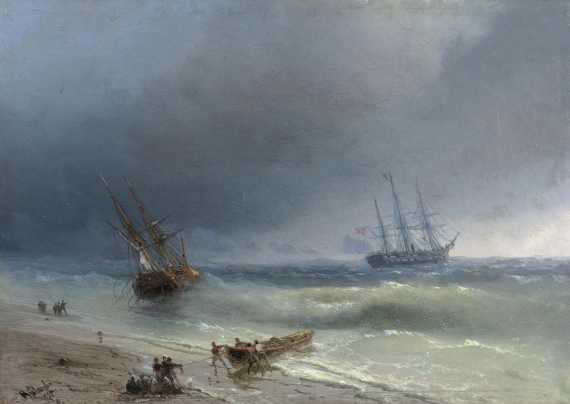 Appraisal: AIVAZOVSKY IVAN KONSTANTINOVICH Feodosija Two sailing ships and a rowing