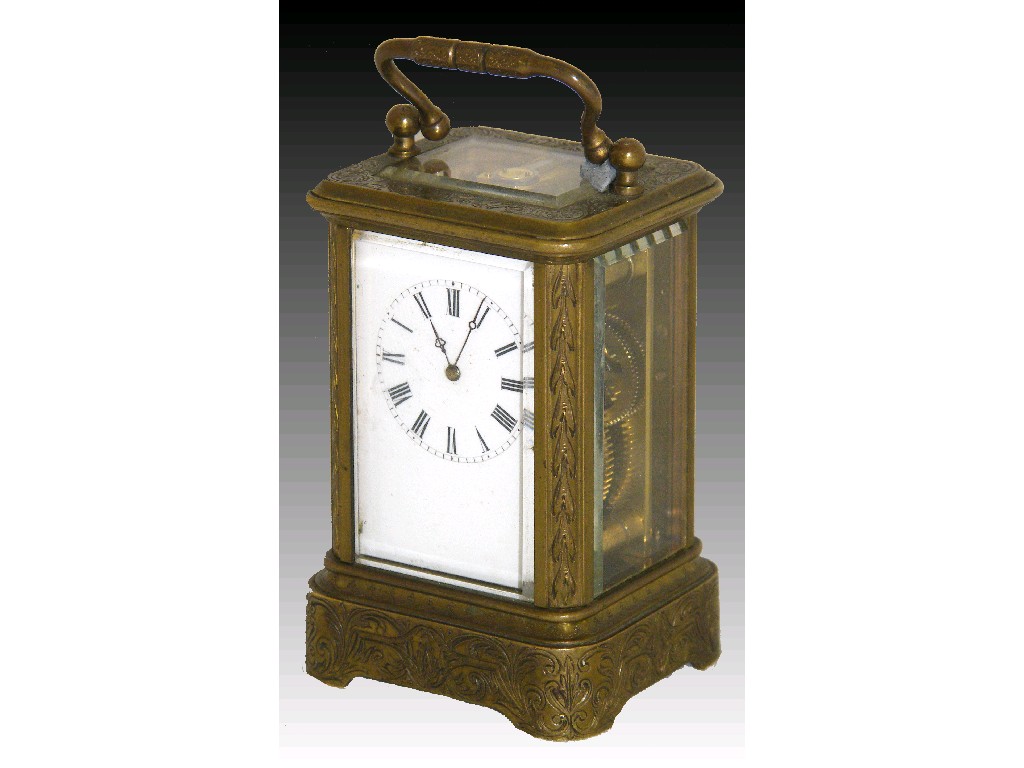 Appraisal: Miniature French carriage timepiece the back plate stamped with the