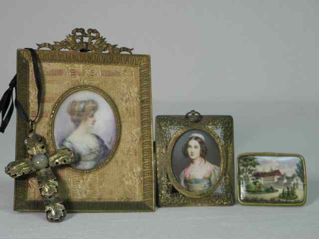 Appraisal: Lot of assorted small decoratives Includes a framed miniature portrait