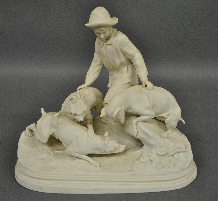 Appraisal: - French Parian Ware figural group by Copeland As found