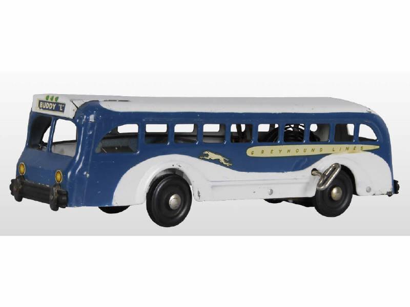 Appraisal: Pressed Steel Buddy L Greyhound Bus Toy Description Wind-up Minor