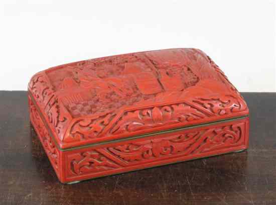 Appraisal: A Chinese cinnabar lacquer box and cover Cultural Revolution period