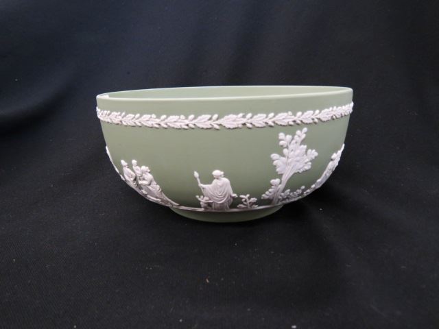 Appraisal: Wedgwood Green Jasperware Bowl classical figures excellent