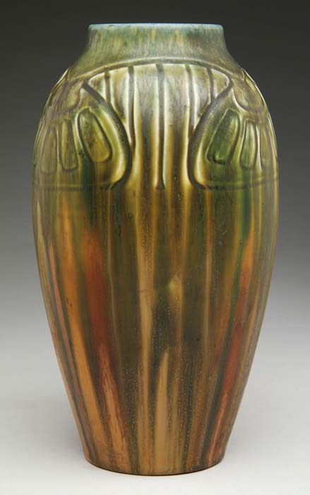 Appraisal: ROOKWOOD INCISED VASE Wonderful Rookwood vase has stylistic and incised