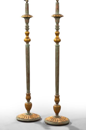 Appraisal: Pair of Italian Carved Wooden Floor Lamps second quarter th