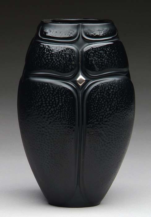 Appraisal: LALIQUE SCARAB VASE Beautiful black Lalique vase is in the