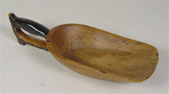 Appraisal: Hand Carved Wooden Scoop Dated Inscription reads D Denise Aged