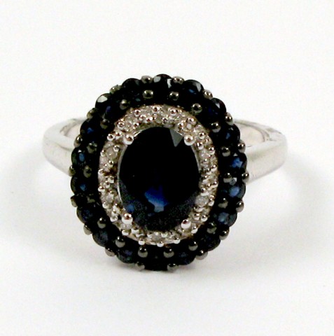 Appraisal: SAPPHIRE DIAMOND AND WHITE GOLD RING The k white gold