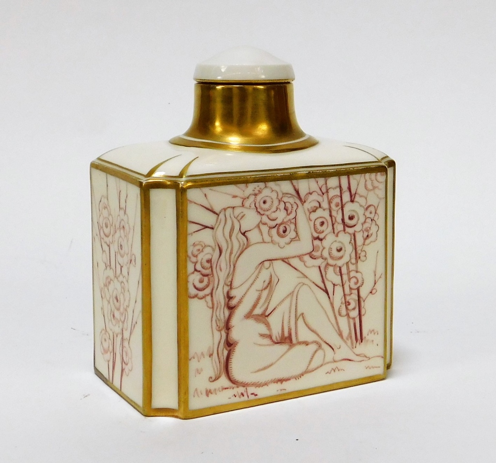 Appraisal: ALBERT MARTINE SEVRES PORCELAIN ART DECO TEA CADDY France -