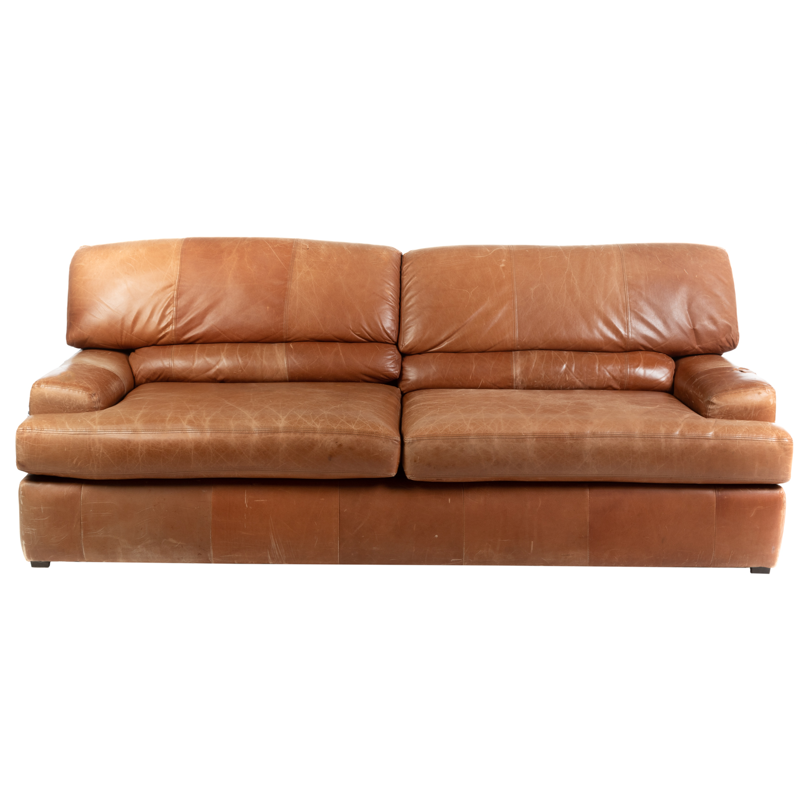 Appraisal: CONTEMPORARY LEATHER TWO-CUSHION SOFA th century by Leather Resource INC