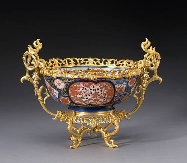 Appraisal: A Chinese imari porcelain gilt bronze mounted bowl th century