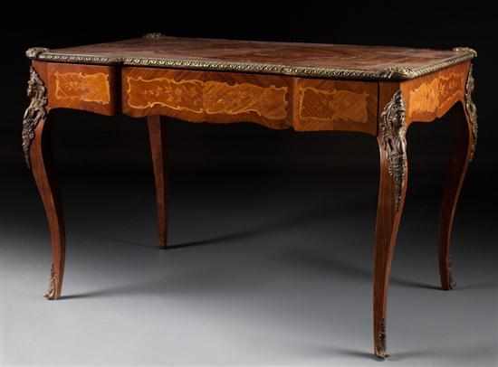 Appraisal: Louis XV style bronze-mounted marquetry inlaid walnut and rosewood bureau