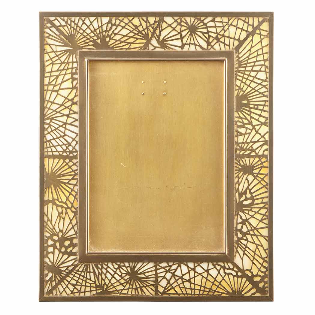 Appraisal: Tiffany Studios Gilt-Bronze and Favrile Glass Photograph Frame Circa -