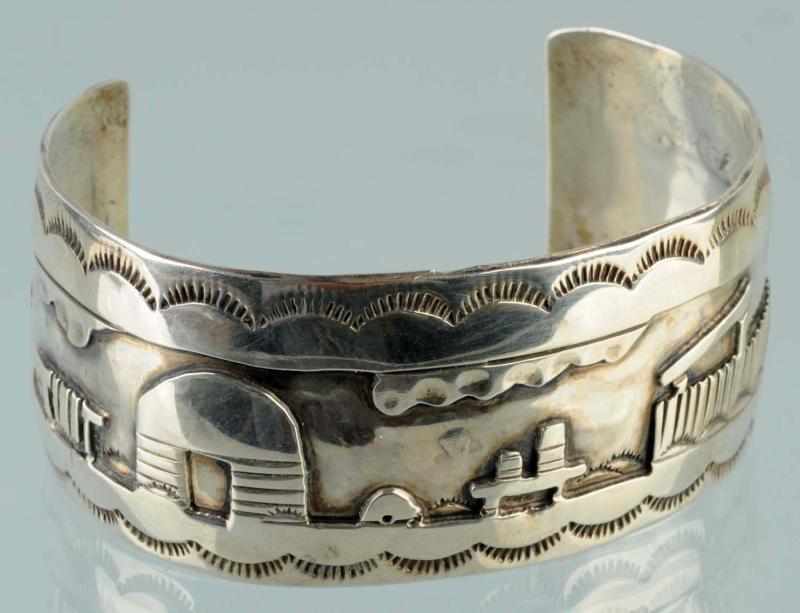 Appraisal: Native American Indian Silver Bracelet Description Storybook Navajo Condition Excellent