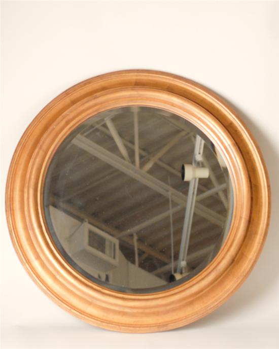 Appraisal: Round Beveled Glass Mirror distressed frame diameter