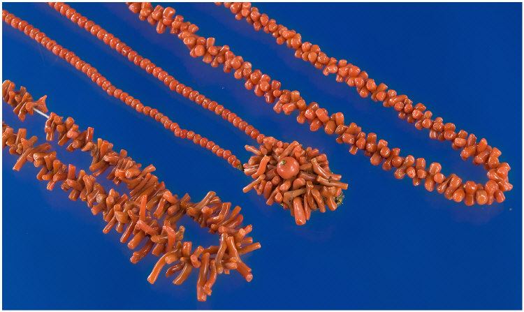 Appraisal: Collection Of Salmon Coloured Coral Comprising Two Branch Coral Necklaces