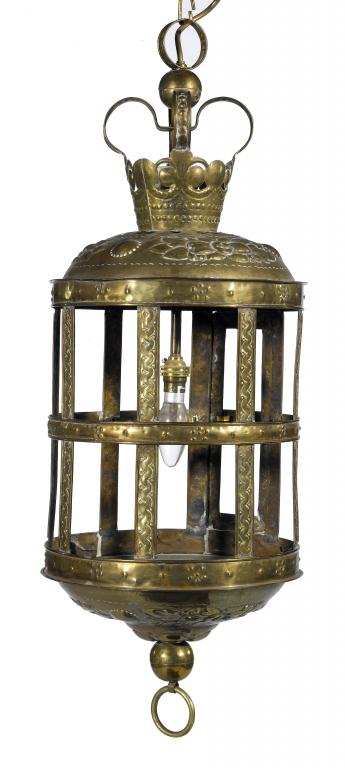 Appraisal: A DUTCH SHEET BRASS LANTERN of cylindrical shape surmounted by