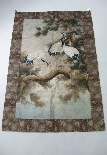 Appraisal: Silk Tapestry Oriental Late th c hand stitched w multiple