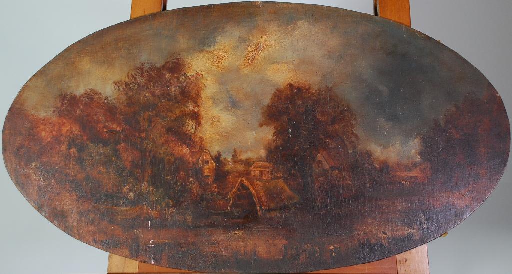 Appraisal: NINETEENTH CENTURY ENGLISH SCHOOL OIL PAINTING ON OVAL LAMINATED PANEL