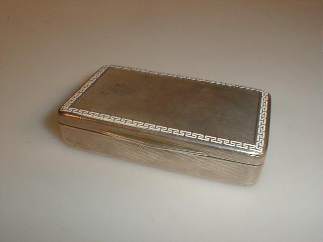 Appraisal: George V rectangular silver snuff box with engine turned decoration