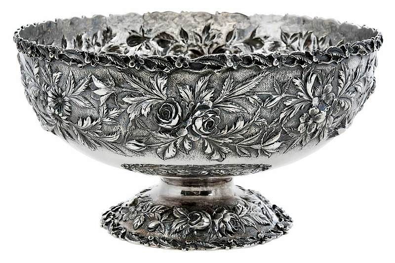 Appraisal: Kirk Repousse Sterling Footed Bowl Maryland - floral repousse band