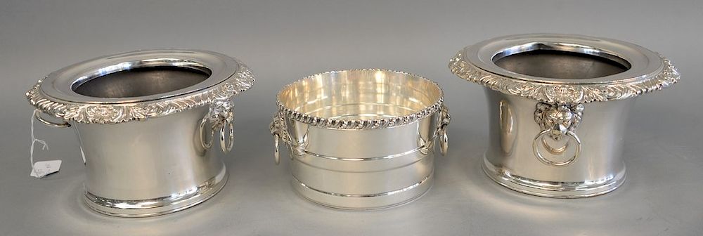 Appraisal: Pair of Victorian silver plated wine coolers in regency style