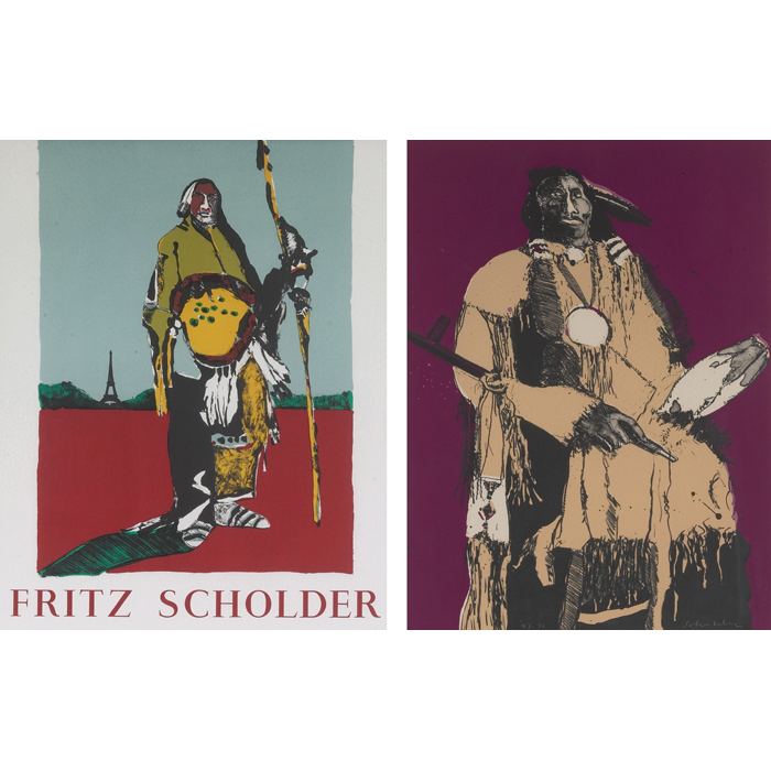 Appraisal: Fritz Scholder American - lot of two works Fritz Scholder