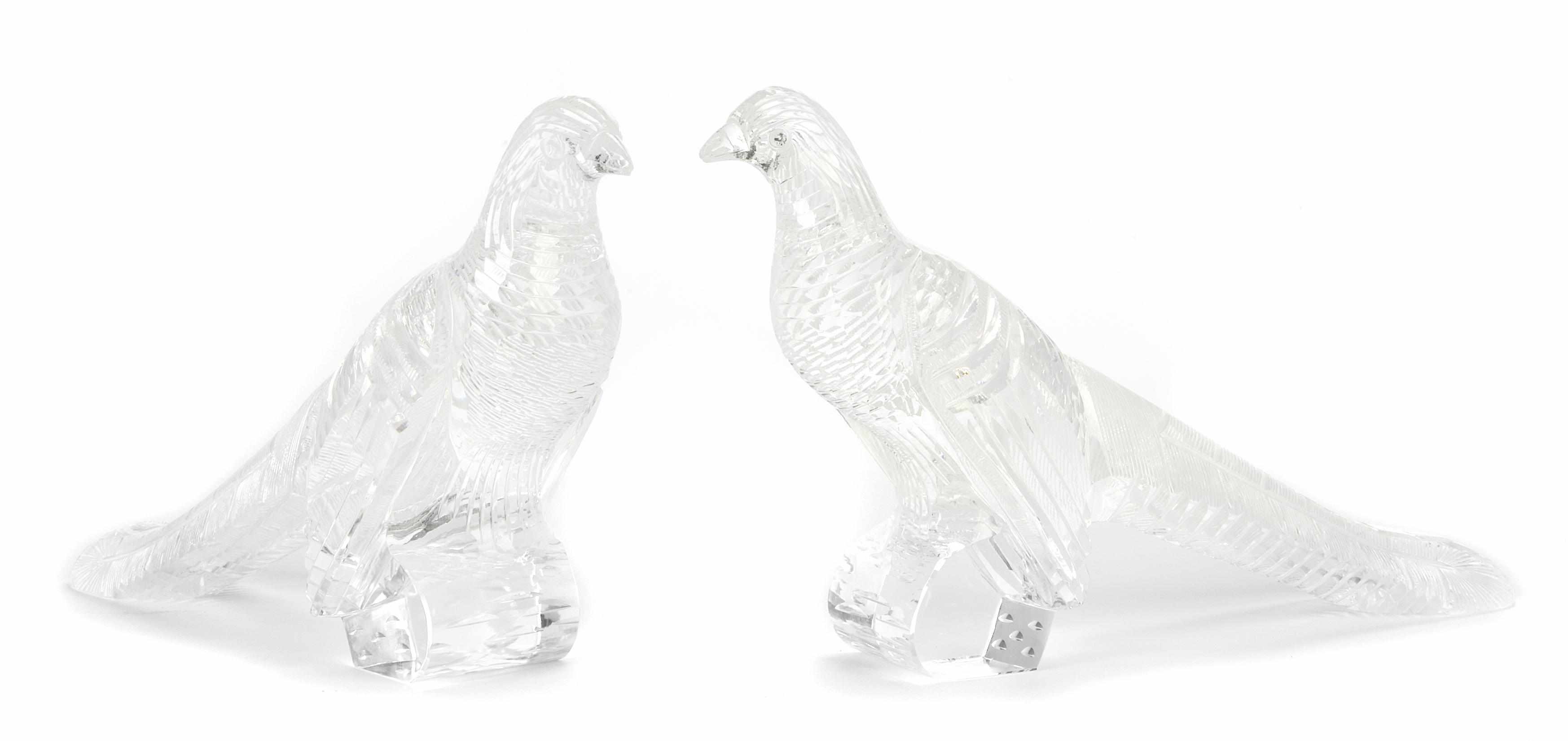 Appraisal: A pair of Steuben cut glass pheasants designed by Bolislav