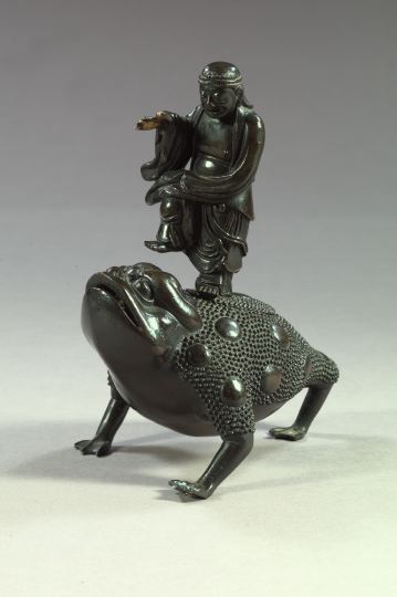 Appraisal: Japanese Bronze Incense Burner in the Form of Liu Hai