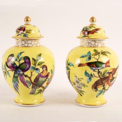 Appraisal: A pair of Dresden jars and covers A R monogram