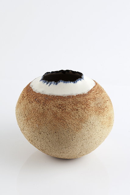 Appraisal: Betty Blandino British - Vesselcoiled with white and blue glazed