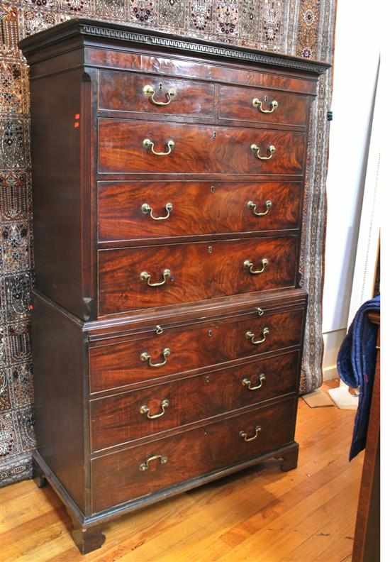 Appraisal: A George III mahogany chest on chest The rectangular top