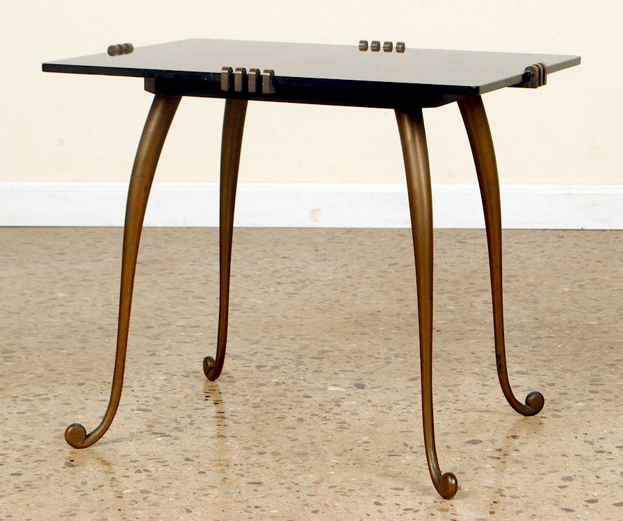 Appraisal: FRENCH BRONZE COFFEE TABLE BLACK GLASS TOP C A stylish