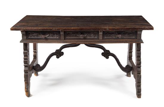 Appraisal: Sale Lot A Spanish Baroque Walnut Trestle Table th century