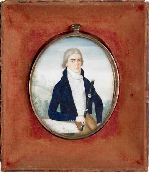 Appraisal: Miniature watercolor on ivory portrait early th c of a