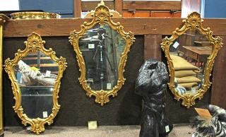 Appraisal: lot of Louis XV style giltwood wall mirrors each having