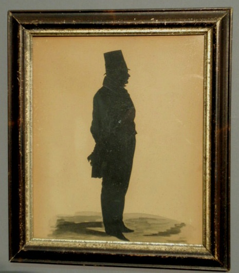 Appraisal: American silhouette and inkwork portrait of a gentleman th c