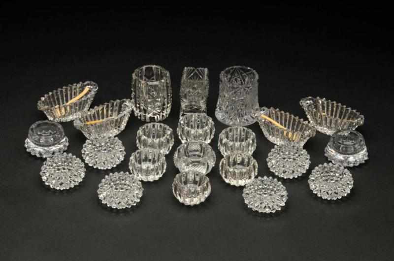 Appraisal: Lot of Cut Glass Salts Toothpick Holders Description Includes large