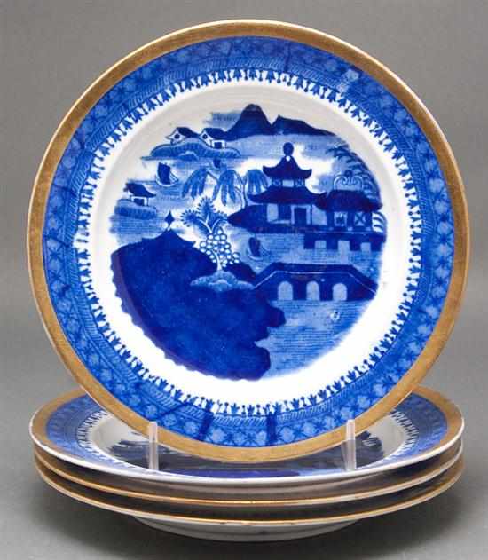 Appraisal: Set of four Staffordshire blue transferware dessert plates in the