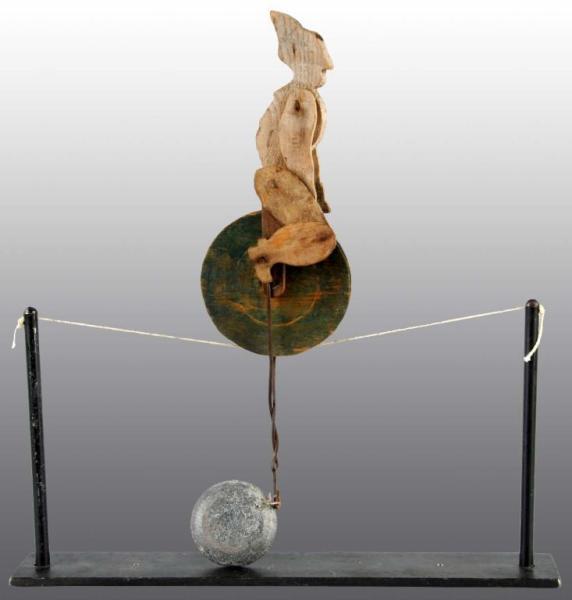 Appraisal: Early Wooden Clown Clothesline Balancing Toy Condition Very Good Size